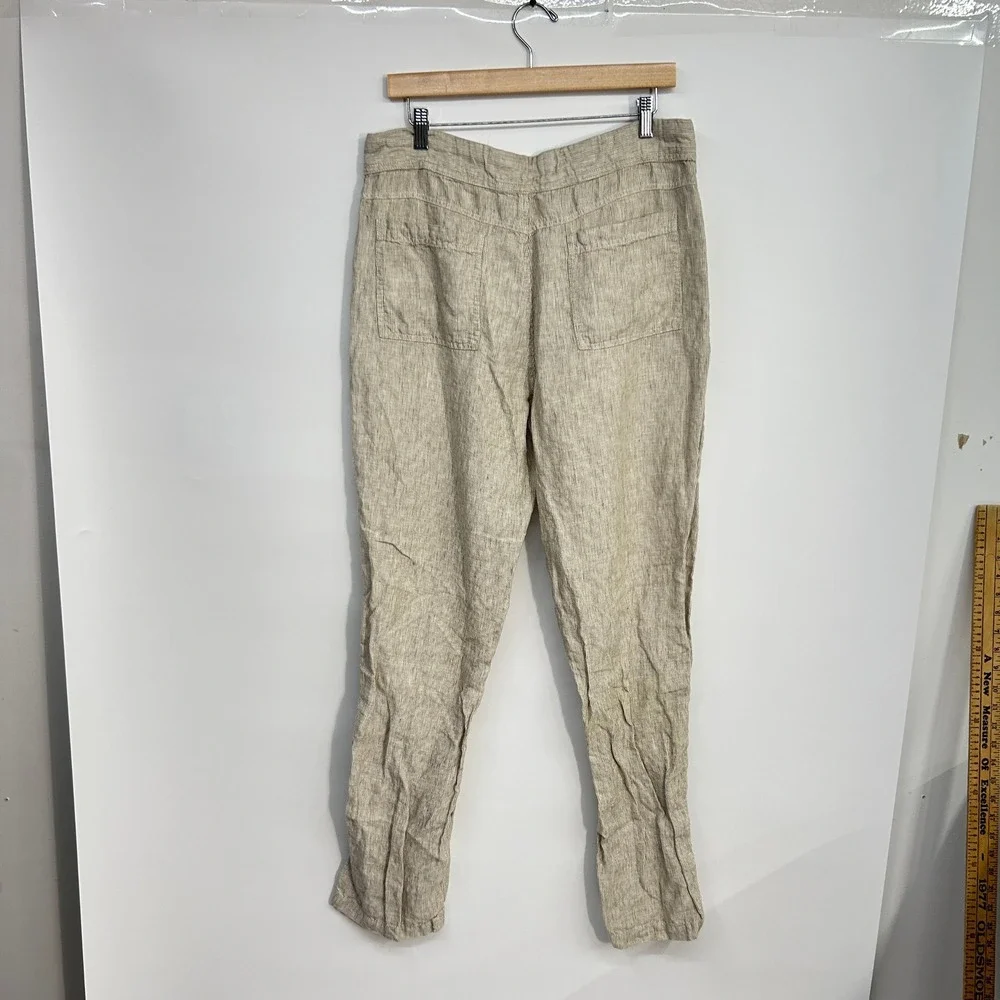 100% Linen Pants Mens 34x34 Drawstring Straight Leg Beige Costal Joseph & Feiss